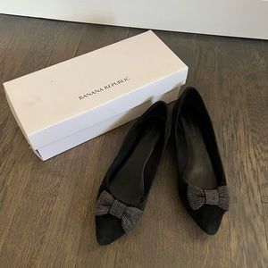Banana Republic Black Breanna Bow Ballet Pointed Toe Flats